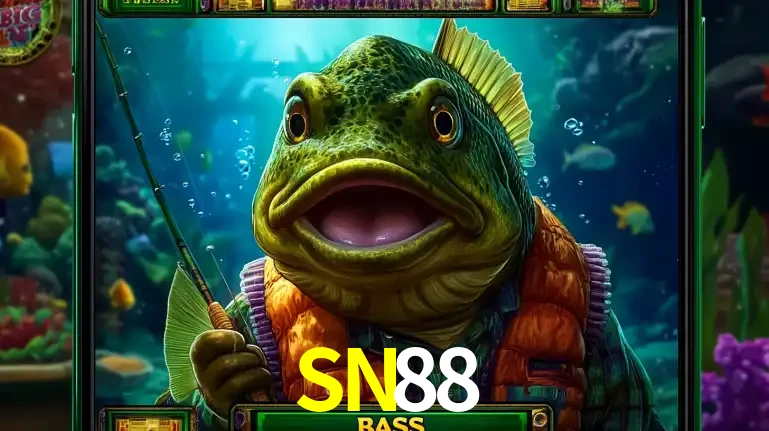 Personagem de peixe pescador do popular jogo de slot com tema de pescaria, uma das emocionantes opções de caça-níqueis para jogar e ganhar no cassino SN88.